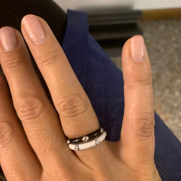 NEW Black Ceramic Stacking Ring | 925 Sterling Silver - Picture 10 of 16